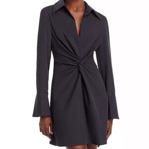 Cinq a Sept Twist-Front Black Long-Sleeve Dress Great for work events